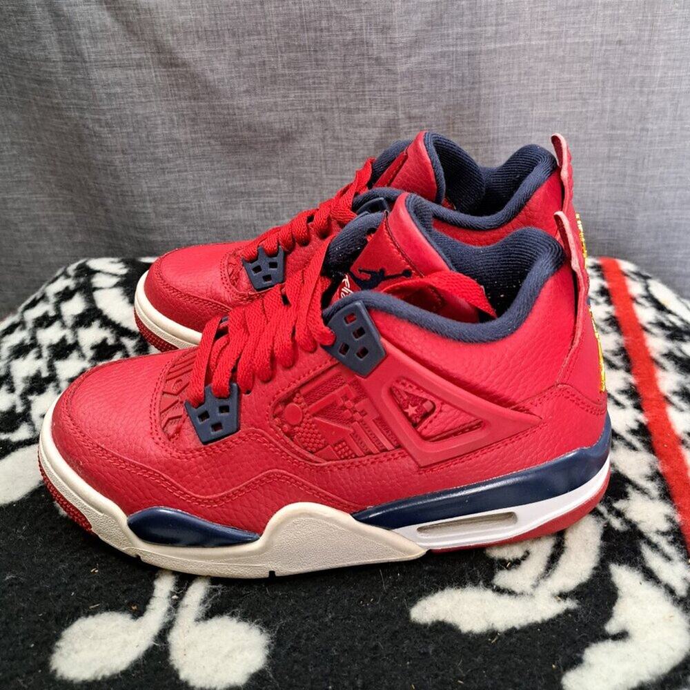 %Size 4Y Nike Air Jordan 4 Retro GS FIBA Red Youth 408452-617 Shoes AJ7